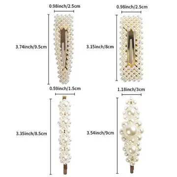 4 Pcs Pearl Hair Clip Snap Barrette Hairpins For Women Girls Hair Styling Tool Accessories Wedding Bridal Valentines Day Gifts