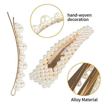 4 Pcs Pearl Hair Clip Snap Barrette Hairpins For Women Girls Hair Styling Tool Accessories Wedding Bridal Valentines Day Gifts