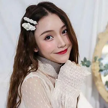 4 Pcs Pearl Hair Clip Snap Barrette Hairpins For Women Girls Hair Styling Tool Accessories Wedding Bridal Valentines Day Gifts