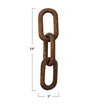 Creative Co-Op Reclaimed Wood 3 Links Chain for Home Decor