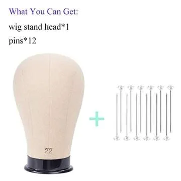 HAIREALM Wig Head for Making Wigs Mannequin Head Cork Block Dome Canvas Head for Wigs 22 inches FBTN1