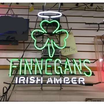 Queen Sense 24"x20" Finnegans Irish Amber Neon Sign Light Man Cave Bar Pub Beer Gift Neon Lamp AMF36...