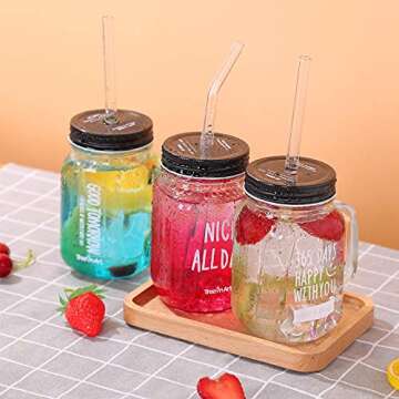 STREWEEK 8PCS Reusable Glass Straws with Cleaning Brushes Set