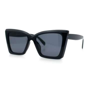 Womens Oversized Square Rectangular Plastic Retro Gothic Sunglasses