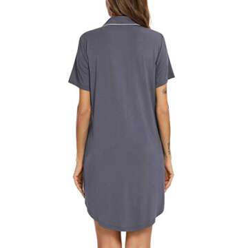 Women's Nightgown Short Sleeve Sleepwear Comfy Sleep Shirt Maternity Nightshirt Gray Medium