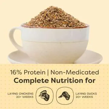 Scratch and Peck Whole Grain Layer Mash Chicken and Duck Feed - 40 lbs Bag - Corn-Free and Soy-Free - 16% Protein, Certified Organic and Non-GMO Project Verified Chicken Food