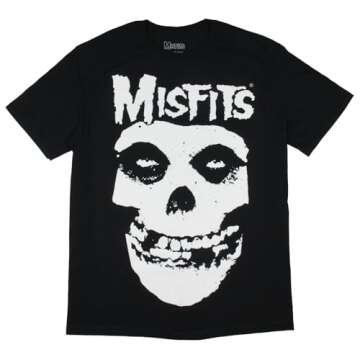 Seven Times Six Misfits Men's Fiend Skull Filled Logo Adult Short Sleeve T-Shirt (Black, XXX-Large)
