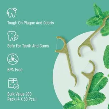 Natural Dental Floss Picks Eco-Friendly 200 Pack