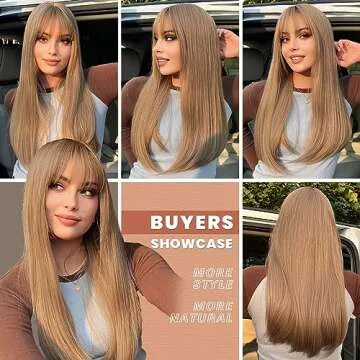 EMMOR Blonde Wig With Bangs For Women Long Straight Wigs Barbie wig Synthetic For Girls Halloween Party Cosplay And Daily Use(26" Blonde)