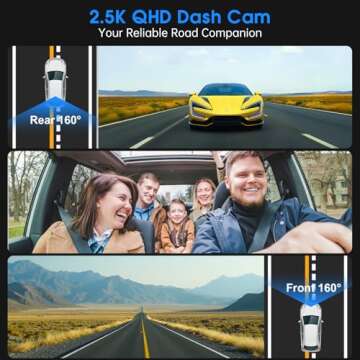 Yonvim Dash Cam Front and Rear 2.5K + 1080P QHD Dual Dash Camera for Cars 3.39” IPS Dashcam, Night...