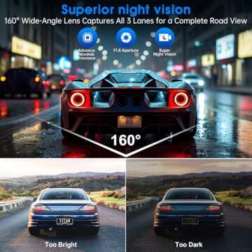 Yonvim Dash Cam 2.5K Front and Rear with Night Vision