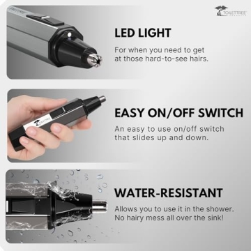 ToiletTree Products Nose Hair Trimmer with LED Light - Stainless Steel, Heavy-Duty Casing - Ear & Nose Hair Trimmer - Men's Grooming Trimmer for Beard, Eyebrows, and Ears