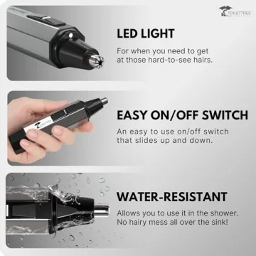 ToiletTree Products Nose Hair Trimmer with LED Light - Stainless Steel, Heavy-Duty Casing - Ear & Nose Hair Trimmer - Men's Grooming Trimmer for Beard, Eyebrows, and Ears