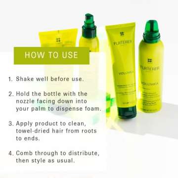 Rene Furterer VOLUMEA Volumizing Foam - For Fine, Limp Hair - Lightweight - Thickening & Long-Lasting Volume - 6.8 fl. oz.