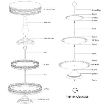 GMWD 6 Pcs Gold Cake Stands Set, Cake Pedestal Display Table Tiered Cupcake Holder Candy Fruite Dess...