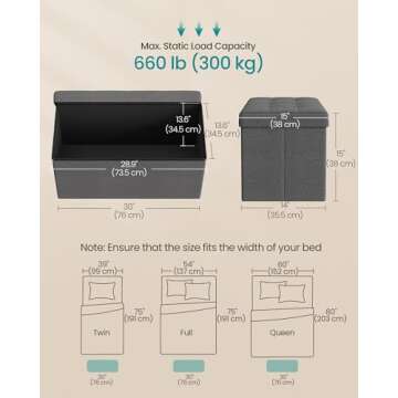 SONGMICS MAZIE 30" Folding Storage Ottoman for Any Room