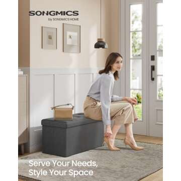 SONGMICS MAZIE 30" Folding Storage Ottoman for Any Room