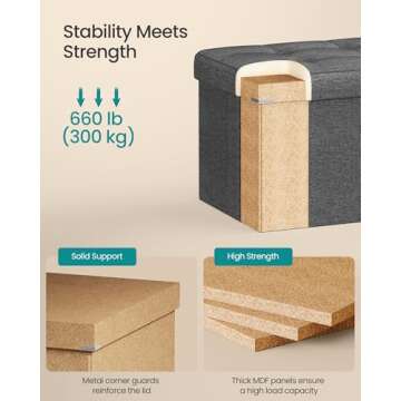 SONGMICS MAZIE 30" Folding Storage Ottoman for Any Room