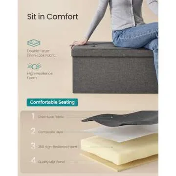 SONGMICS MAZIE 30" Folding Storage Ottoman for Any Room