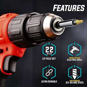 Gifts for Men, 22Pcs Titanium Damaged Screw Extractor Set - Remover for Stripped Head Screws Nuts & ...