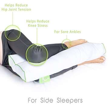 Sleep Yoga Leg Back Side Sleepers, Ergonomically Designed Down Alternative Pillow for Knee Support, ...
