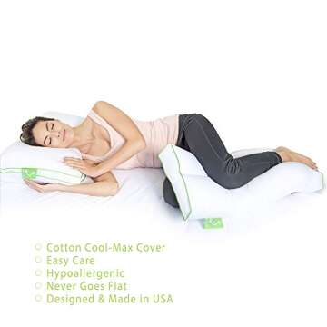 Sleep Yoga Leg Back Side Sleepers, Ergonomically Designed Down Alternative Pillow for Knee Support, Hypoallergenic & Washable, 26" x 13" x 3"/One Size, White