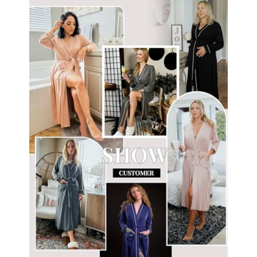 Ekouaer Soft Knit Robe Stylish Comfortable Women Sleepwear