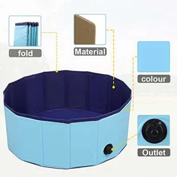 Dog Pool Foldable pet Pool Dog Swimming Pool pet Swimming Pool PVC Non-Slip Pool for All Kinds of Pets (32x8in)