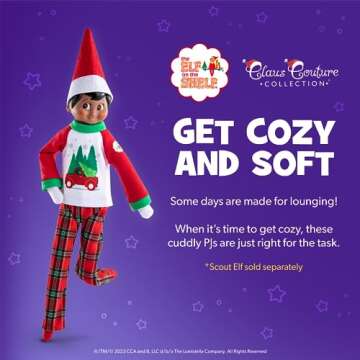 The Elf on the Shelf Claus Couture Tree Farm PJs - Cozy, Cuddly Pajamas for Your Scout Elf - Includes Tree Farm Graphic Top and Patterned Bottoms