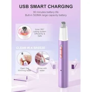 Ginity 2024 USB Nose Hair Trimmer - Painless Grooming Tool