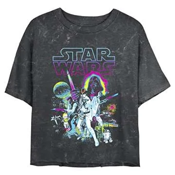 Star Wars Neon Hope Women's Mineral Wash Crop Tee - Black