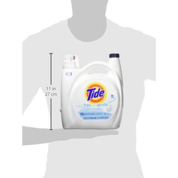 Tide Free & Gentle HE Liquid Laundry Detergent, Unscented, 4.43 L (96 Loads)