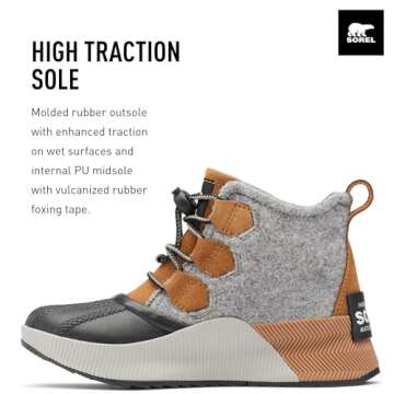 Sorel Youth Unisex Youth Out N About Classic Waterproof Boots - Camel Brown, Black - Size 3