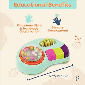 B. toys- B. baby – Baby Activity Station – High Chair Suction Cup Toy with Music & Lights – Sensory Activity Center – Developmental Toys for Babies, Infants – whirly pop-6 Months +