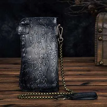 Le'aokuu Mens Genuine Leather Wallet with Chain | Stylish & Secure