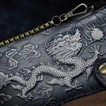Le'aokuu Mens Genuine Leather Wallet with Chain | Stylish & Secure