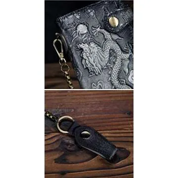 Le'aokuu Mens Genuine Leather Wallet with Chain | Stylish & Secure