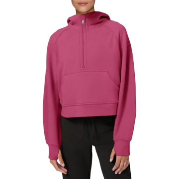 LASLULU Womens Fleece Lined Cropped Hoodies Crop Tops Sport Athletic Hoodie Stand Collar Sweater Zip...