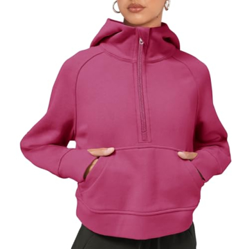 Warm LASLULU Women's Cropped Fleece Hoodie with Pockets
