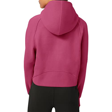 Warm LASLULU Women's Cropped Fleece Hoodie with Pockets