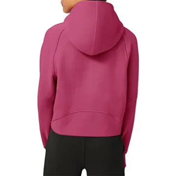 Warm LASLULU Women's Cropped Fleece Hoodie with Pockets