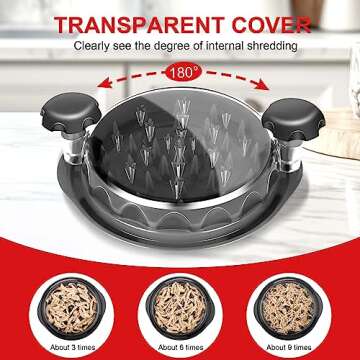 Chicken Shredder, Professional Chicken Breast Shredder Tool Twist, Transparent Lid, Ergonomic Handle...