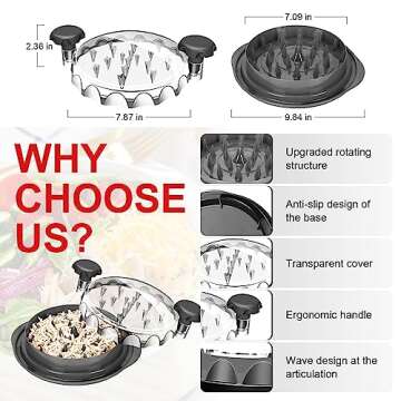 Chicken Shredder, Professional Chicken Breast Shredder Tool Twist, Transparent Lid, Ergonomic Handle, Meat Shredder, Dishwasher Safe, Non-slip Design, Heat Resistant, Bpa Free