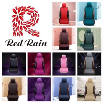 Red Rain Universal Seat Covers for Cars Leather Seat Cover with Crown Pink Car Seat Cover 2/3 Covered 11PCS Fit Car/Auto/Truck/SUV (A-Light Pink)