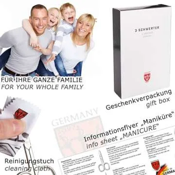 3 Swords Germany - brand quality 8 piece manicure pedicure grooming kit set textil case jeans blue - Made in Germany