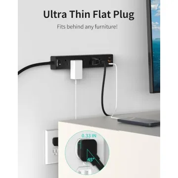 Compact HOPOW Flat Plug Power Strip for Smart Charging