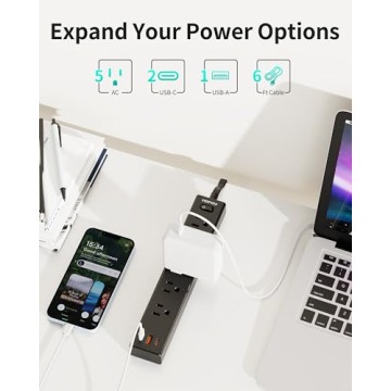 Compact HOPOW Flat Plug Power Strip for Smart Charging