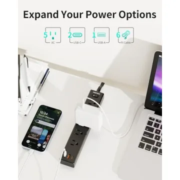 Compact HOPOW Flat Plug Power Strip for Smart Charging