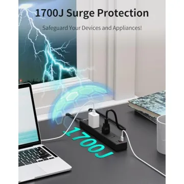 Compact HOPOW Flat Plug Power Strip for Smart Charging