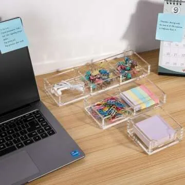 WORHE Sticky Note Holder Clear Acrylic Memo Pad Holders 3.94 x 3.94 for Office Accessories Desk School Home, Crystal Notepad Organizer Post Pop Notes Dispenser for 3"x3" Note Pads 1PCS (BQ200)